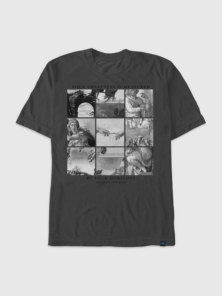 Image 1 of 3, Soft cotton T-shirt., Crewneck., Short sleeves., Michelangelo Grid graphic at front., Fifth Sun is an internationally recognized manufacturer of exclusive licensed graphic apparel and innovative fashions for premium brands like Star Wars, Disney, Marvel, and Nintendo., This item is printed on demand.