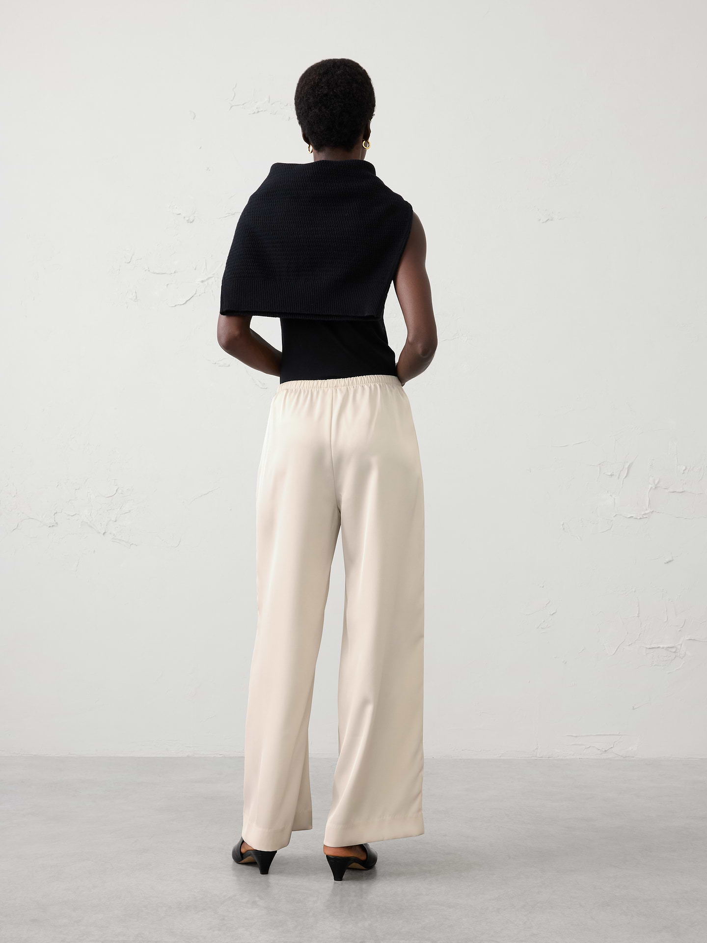Image 2 of 3, Wide-Leg High-Rise Pull-On Satin Pant