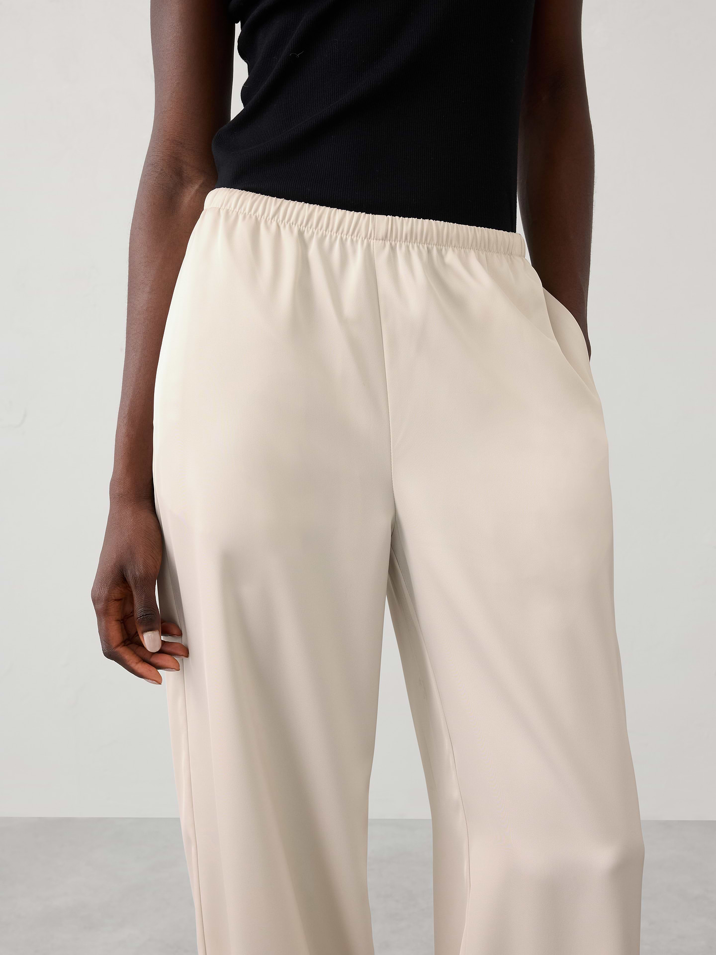 Image 3 of 3, Wide-Leg High-Rise Pull-On Satin Pant