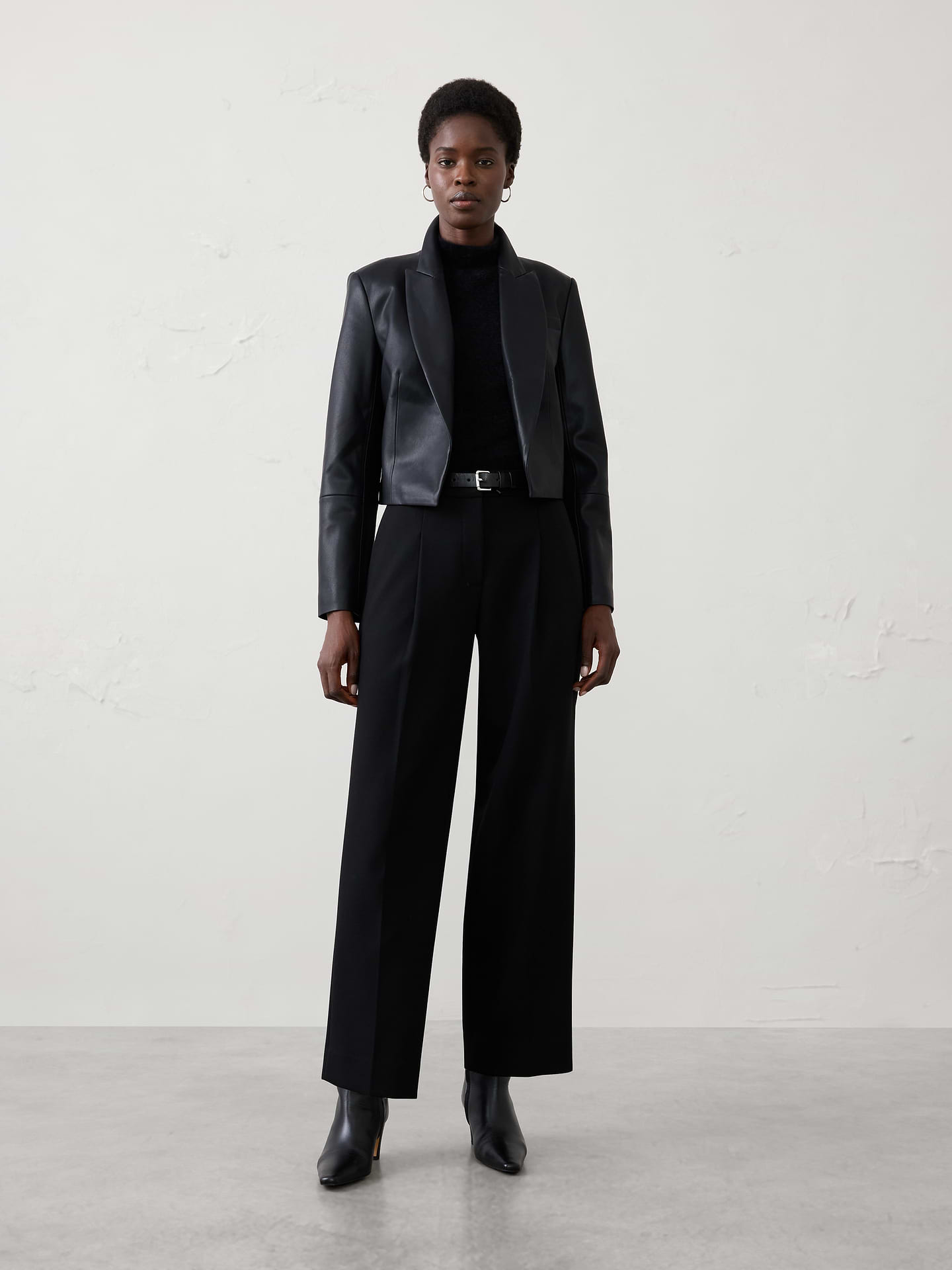 Image 3 of 4, Vegan Leather Cropped Blazer