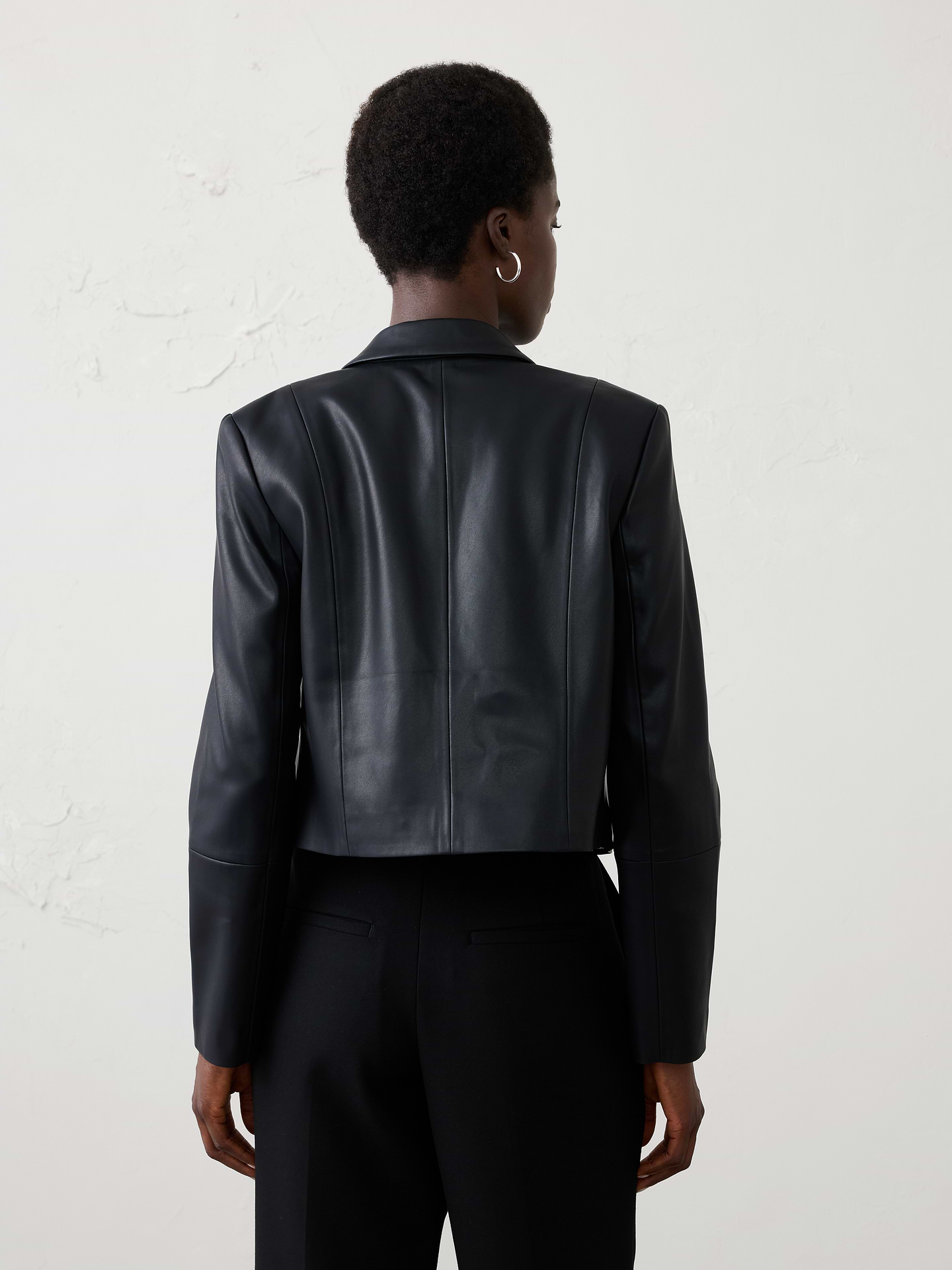 Image 2 of 4, Vegan Leather Cropped Blazer