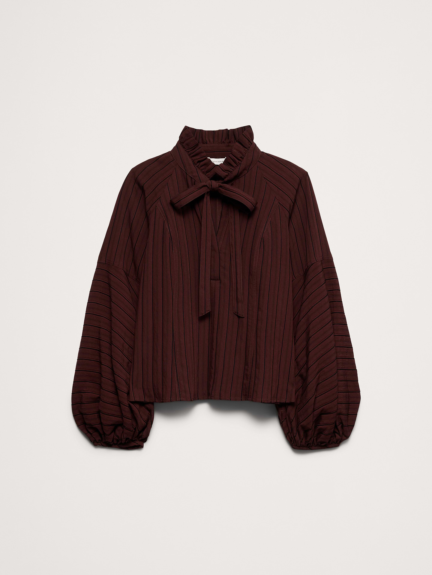 Image 4 of 5, Jacquard Ruffle-Neck Peasant Blouse