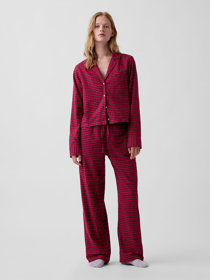 Image 2 of 3, Flannel Crop PJ Shirt