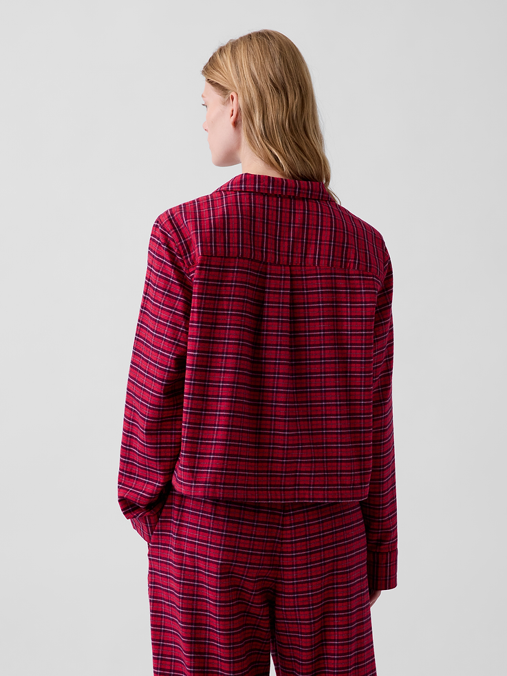 Image 3 of 3, Flannel Crop PJ Shirt