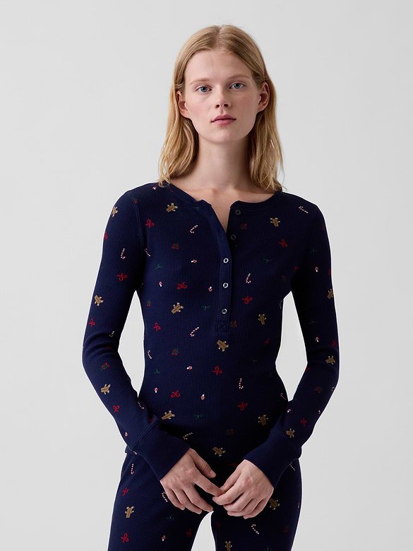 Waffle Henley PJ Top
