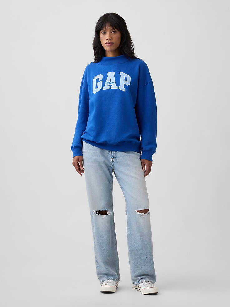 Image 3 of 5, Oversized Gap Logo Mockneck Tunic Sweatshirt