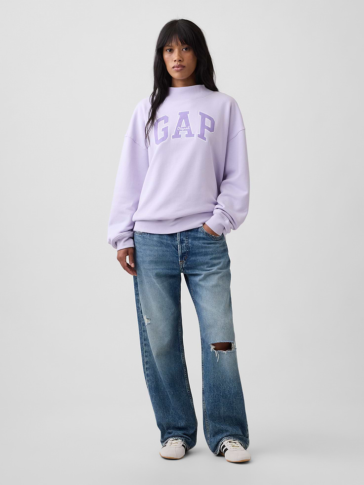 Image 3 of 5, Oversized Gap Logo Mockneck Tunic Sweatshirt