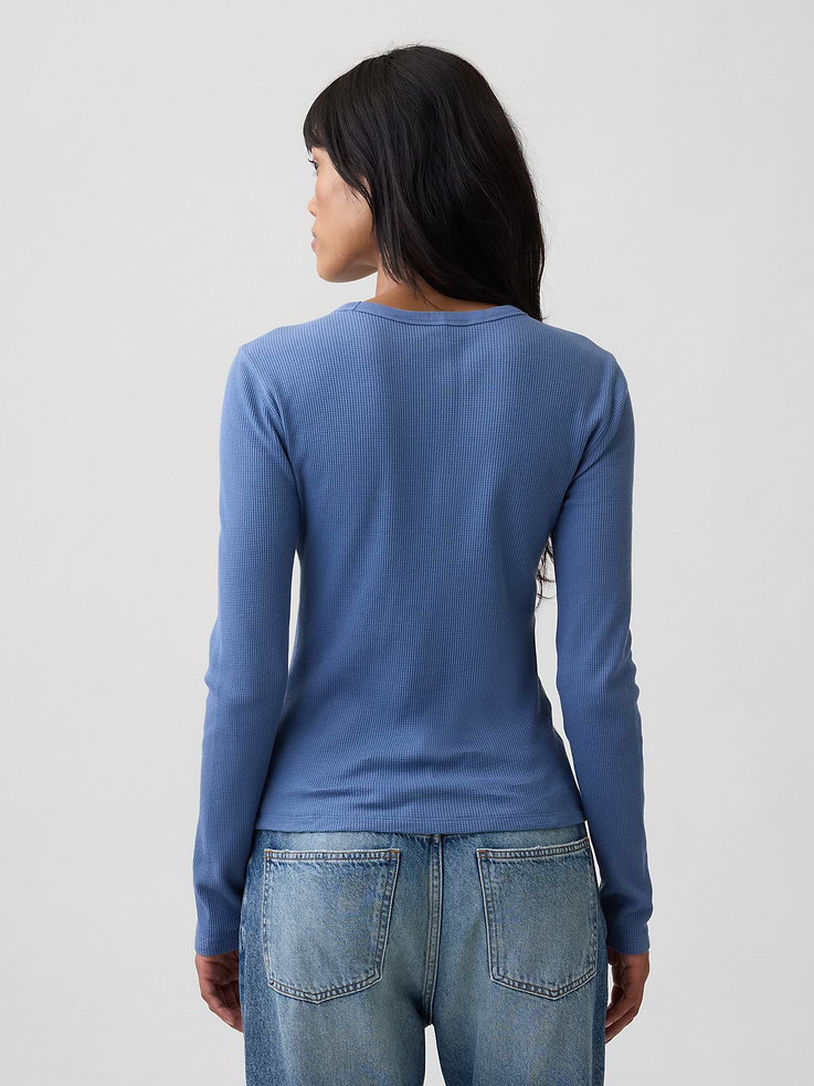 Image 2 of 5, Waffle-Knit Crewneck Graphic T-Shirt