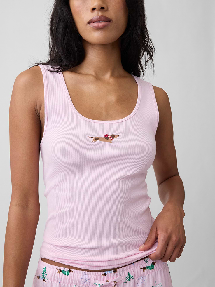 Image 4 of 5, Ribbed PJ Tank Top