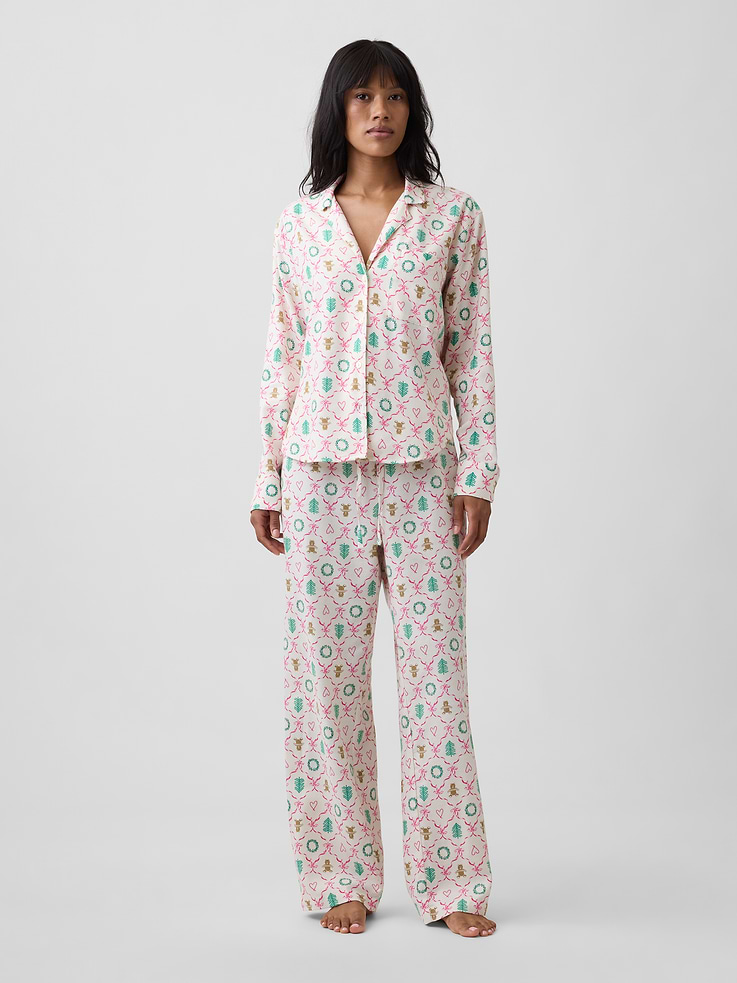 Image 1 of 4, Smooth flannel sleep pants., Drawcord ties at elasticized waist., Select styles have allover print or stripes., Shop matching PJs for all., This product was made in a factory that invests in gender equity and women’s empowerment through RISE. Learn more at, Product #1178604