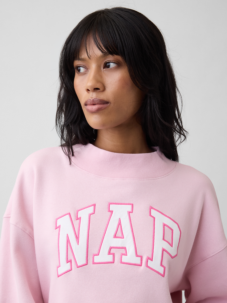 Image 4 of 5, Relaxed Mockneck Graphic Sweatshirt