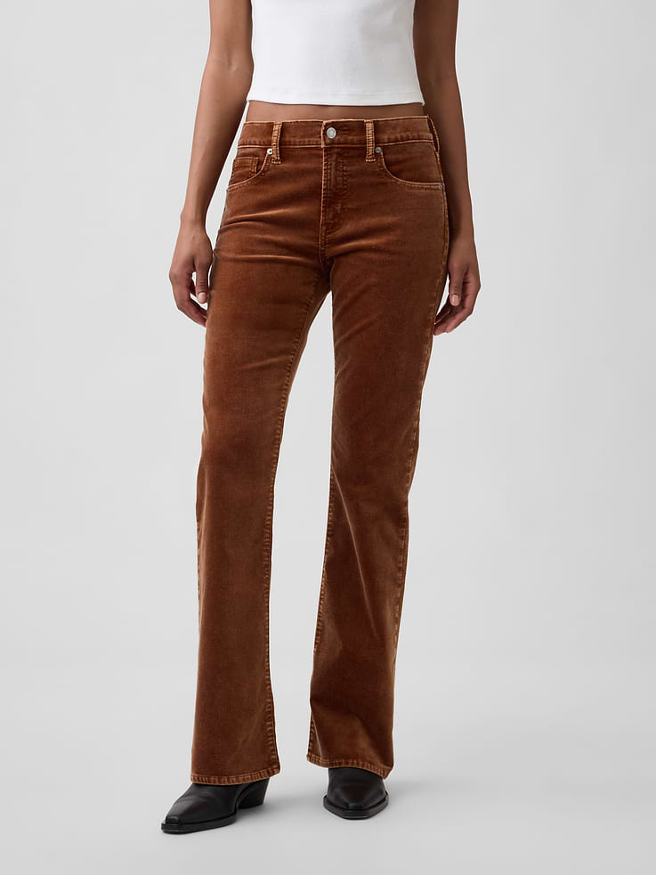 Image 2 of 7, Mid Rise Boot Velvet Pants