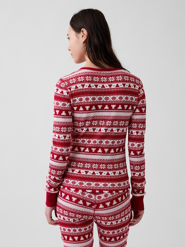 Image 2 of 3, Waffle Henley PJ Top