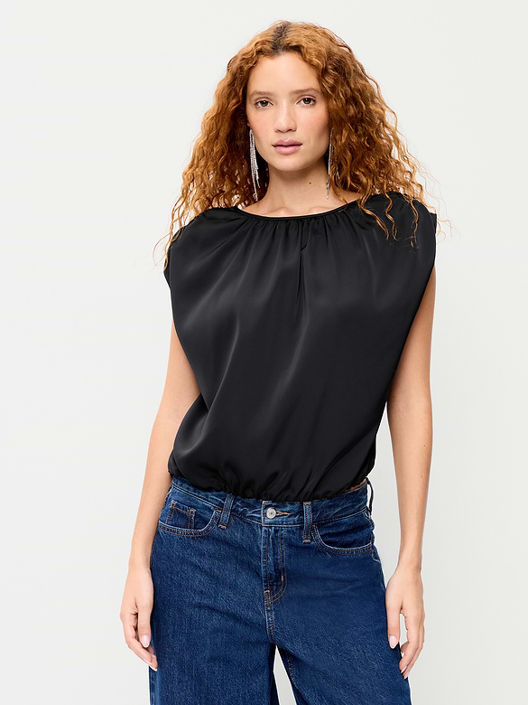 Boatneck Drapey Bubble-Hem Top