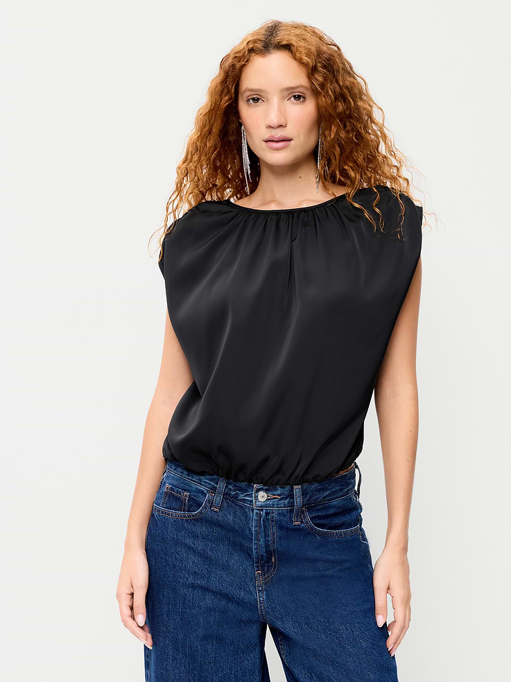 Image 1 of 7, boatneck, cap sleeves, elasticized bubble hem, Product #1184392