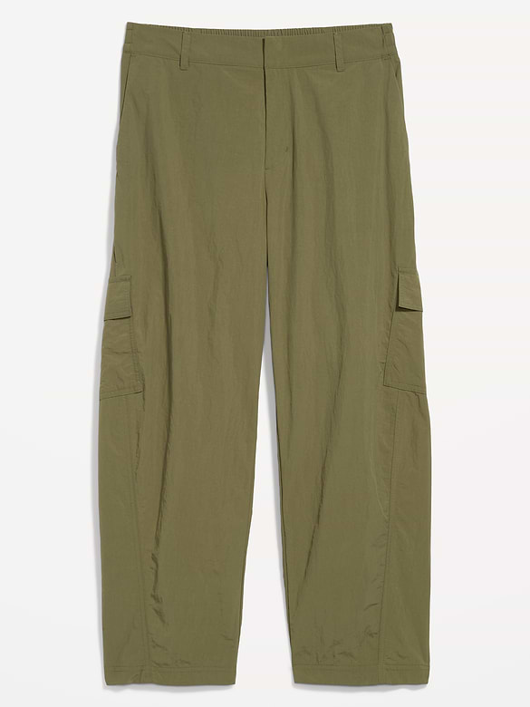 Mid-Rise Barrel-Leg Cargo Pants
