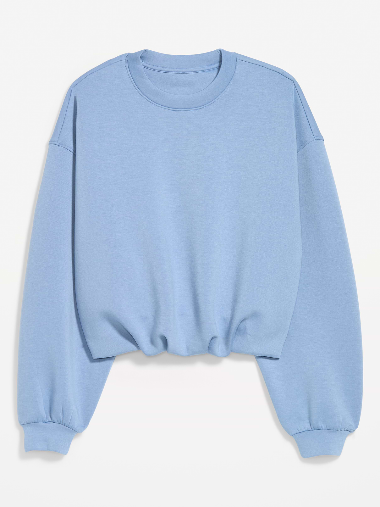 Image 1 of 3, Make your moves in Old Navy Sport's Bounce Fleece: Our signature smooth spacer fabric that keeps its shape., crew neck, long sleeves, bubble hem, breathable, Product #903695