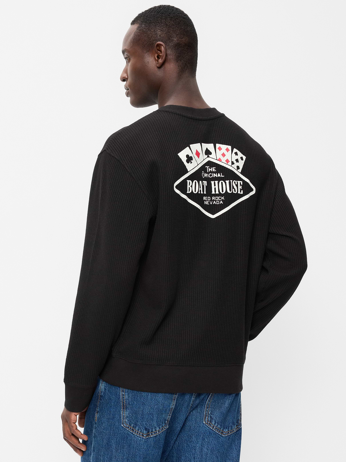 Image 2 of 3, Crew-Neck Waffle Graphic T-Shirt
