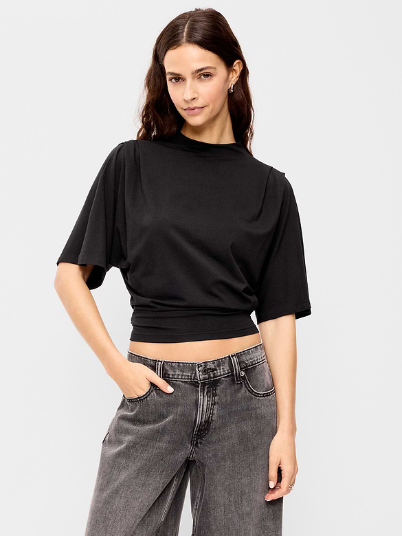 Short-Sleeve Drapey Party Top