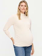 Image 1 of 2, mock neck, long sleeves, shirred sides for a flexible fit, Product #1187947