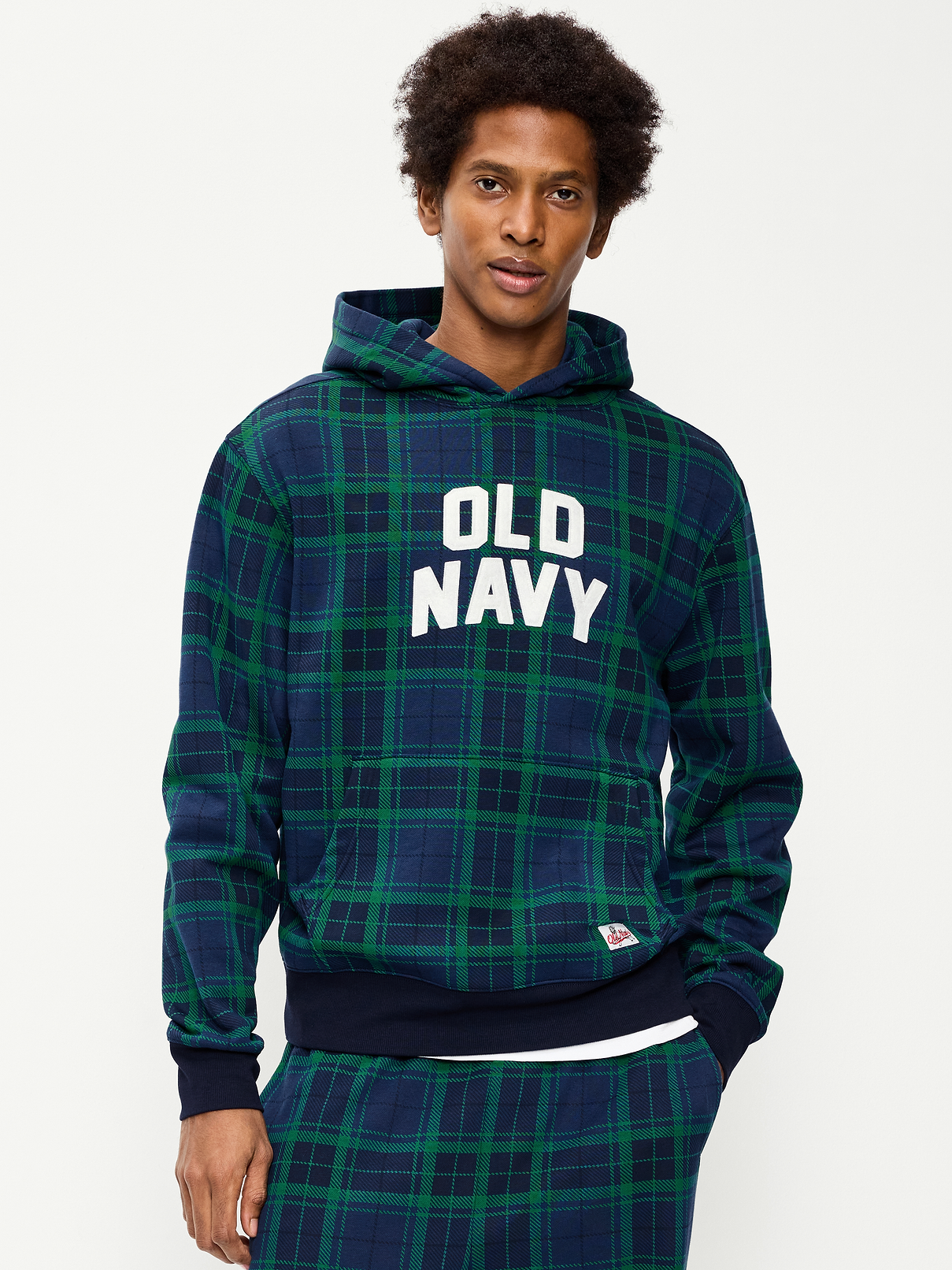 Plaid Logo Graphic Pullover Hoodie