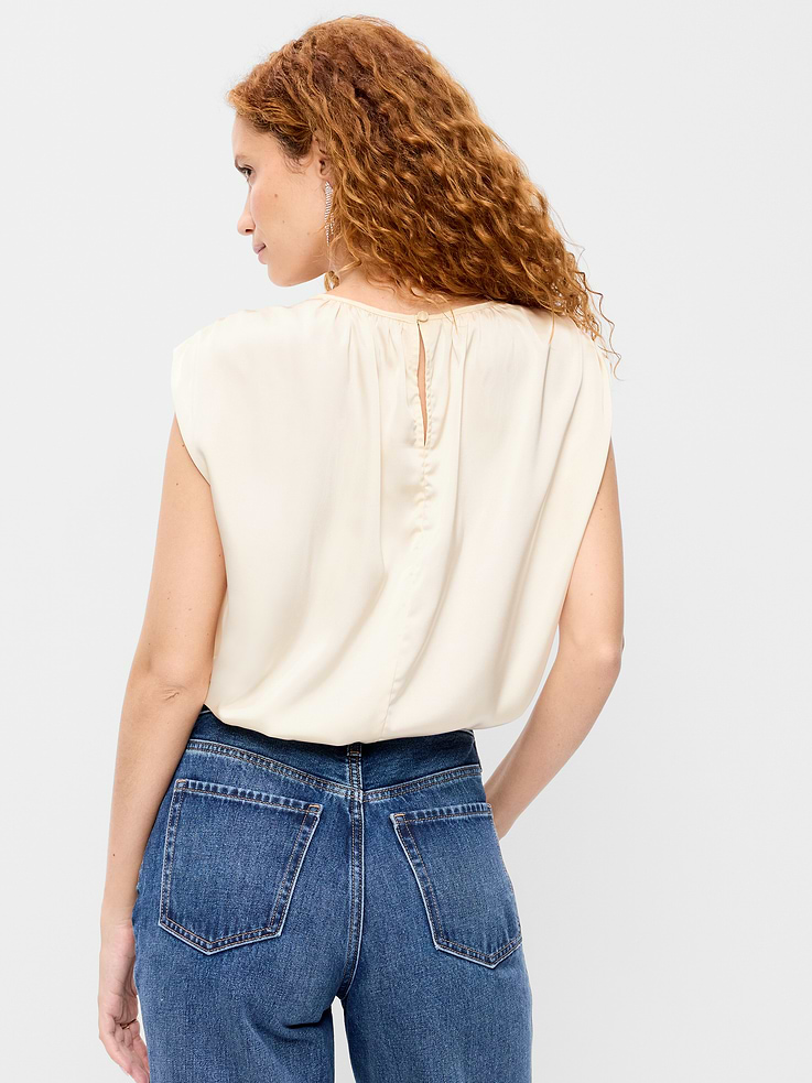 Image 2 of 9, Boatneck Drapey Bubble-Hem Top