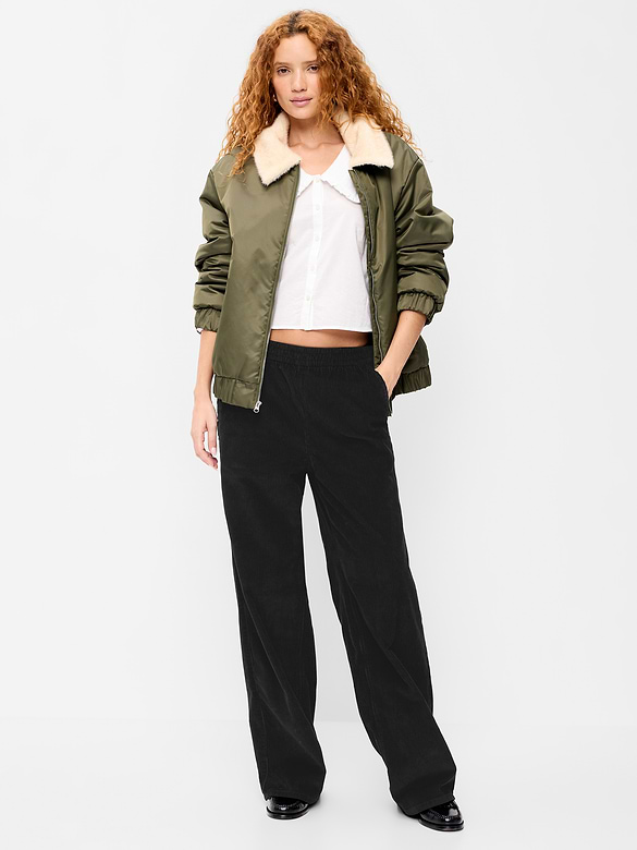 High-Waisted Baggy Wide-Leg Corduroy Pants
