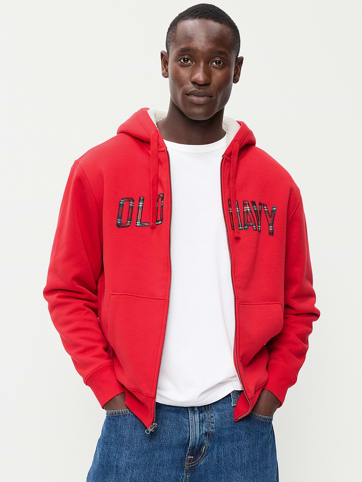 Image 1 of 4, drawstring hood, long sleeves, logo graphics, full-length zipper, hand-warming pockets, rib-knit trim, sherpa lining, Product #1186688