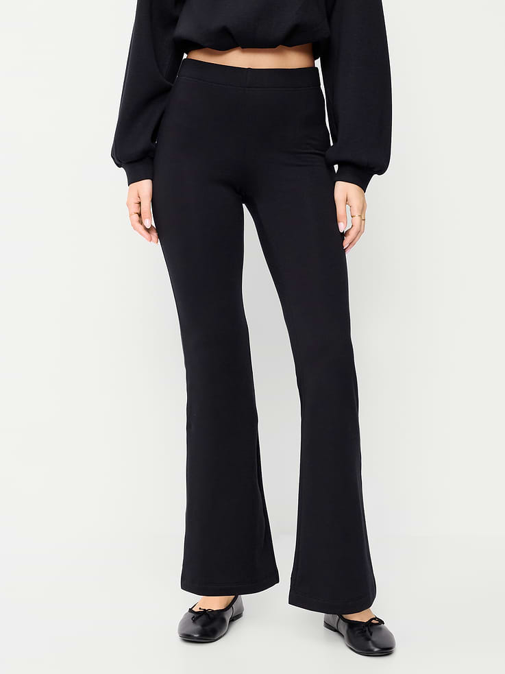 Image 2 of 5, Fleece-Lined High-Waisted Flare Leggings