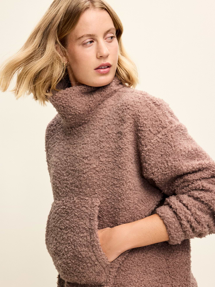 Image 4 of 7, Oversized Funnel-Neck Sherpa Pullover