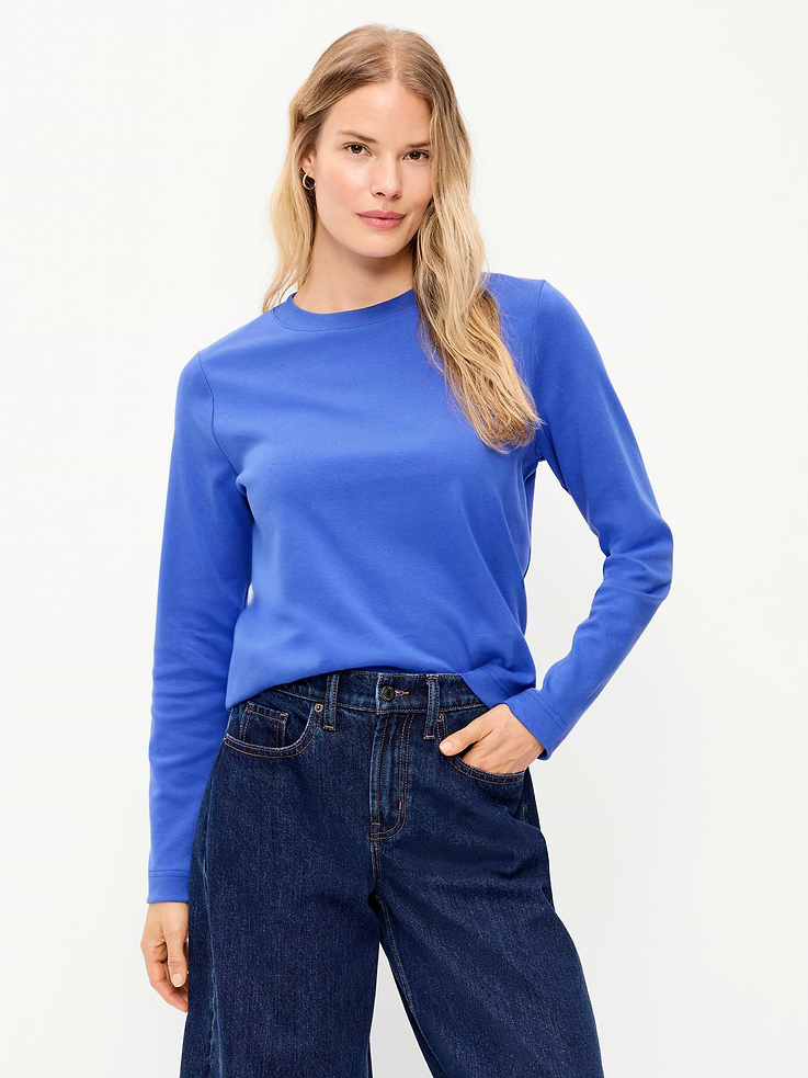 Image 1 of 6, rib-knit crew neck, long sleeves, Product #909493