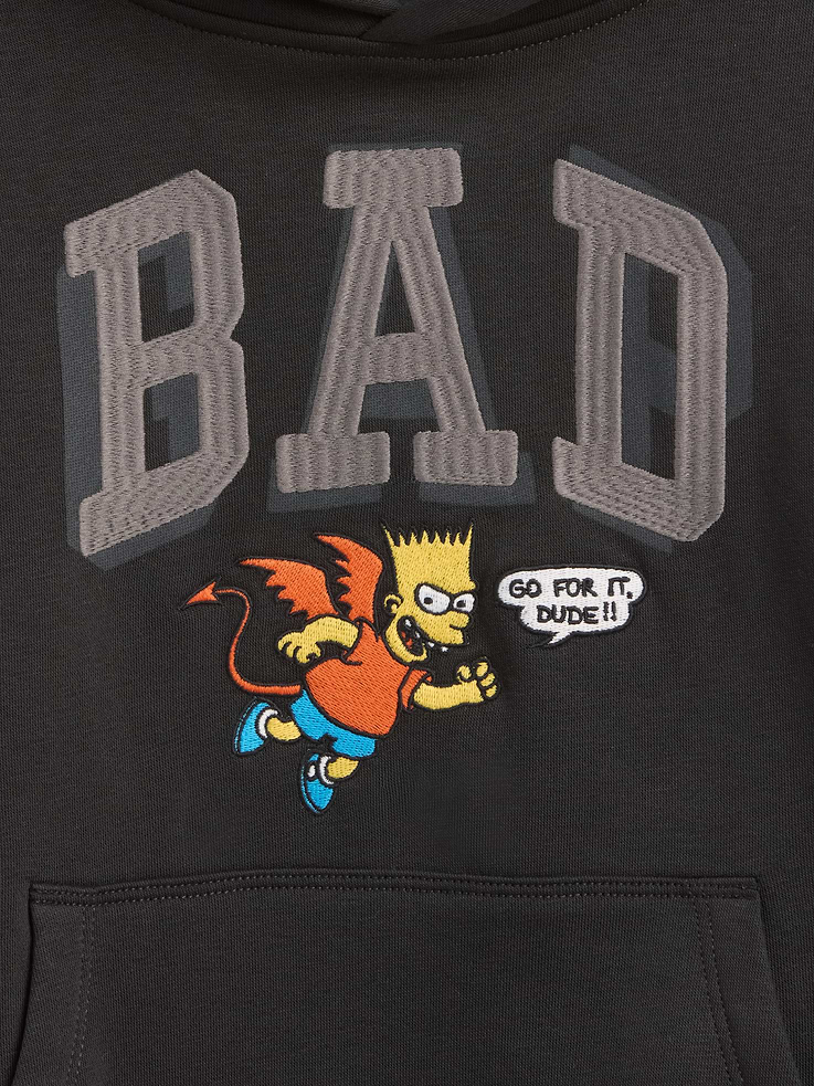 Image 6 of 8, Kids The Simpsons VintageSoft BAD Logo Hoodie