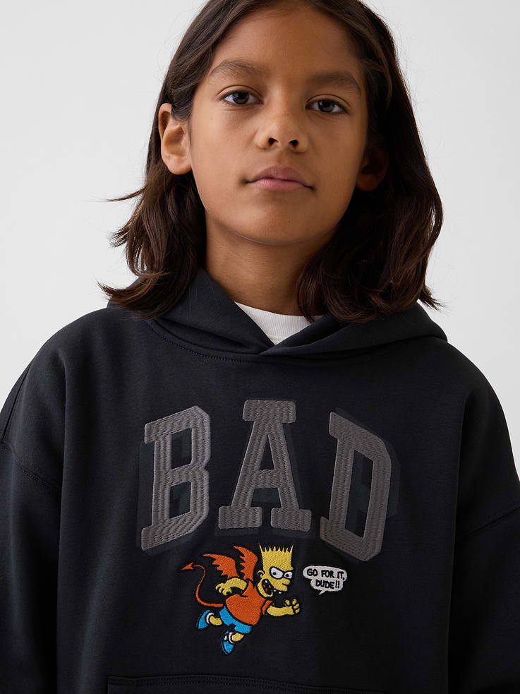 Image 4 of 8, Kids The Simpsons VintageSoft BAD Logo Hoodie