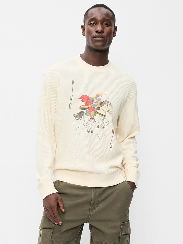 Crew-Neck Waffle Graphic T-Shirt