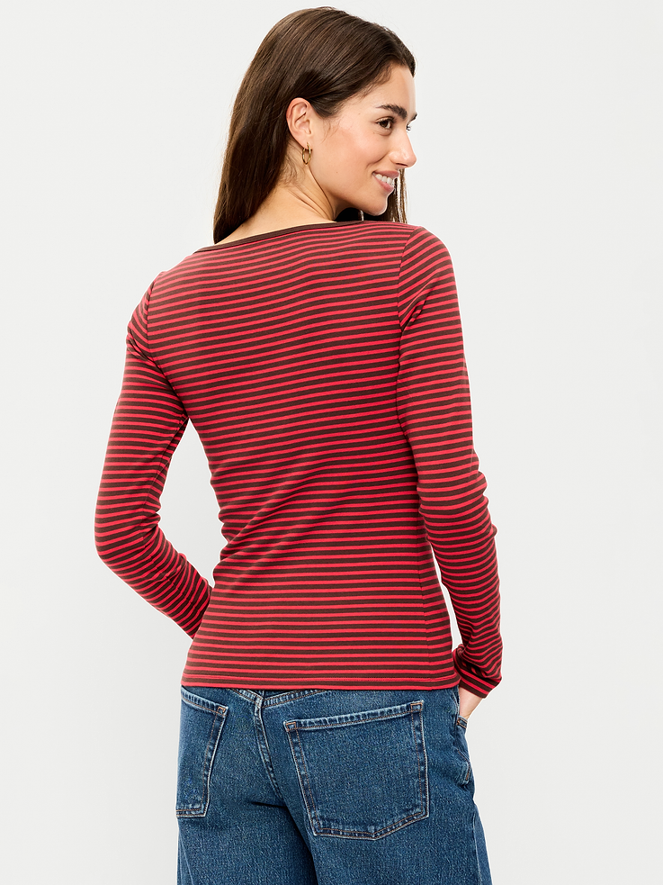 Image 2 of 8, Snug Long-Sleeve Boatneck T-Shirt