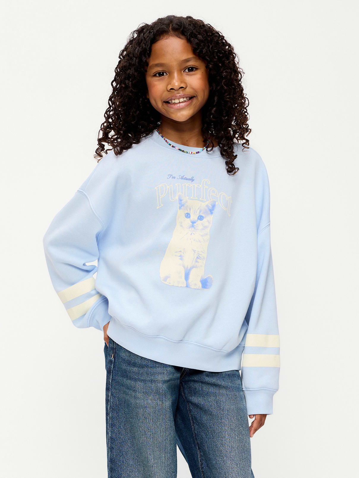 Oversized Long-Sleeve Tunic Sweatshirt for Girls