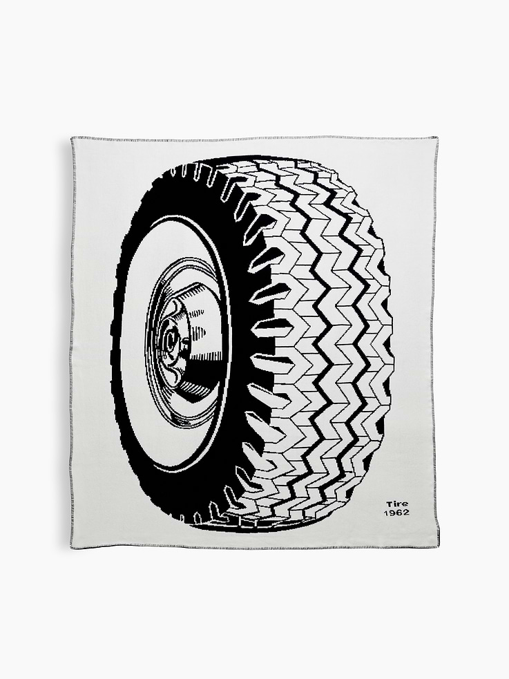 Image 1 of 4, Supersoft cotton-blend knit blanket., Inspired by Roy Litchenstein's Tire ., Made with 19% recycled polyester. Compared to virgin materials, using recycled materials helps reduce resource use and waste., Product #1189429