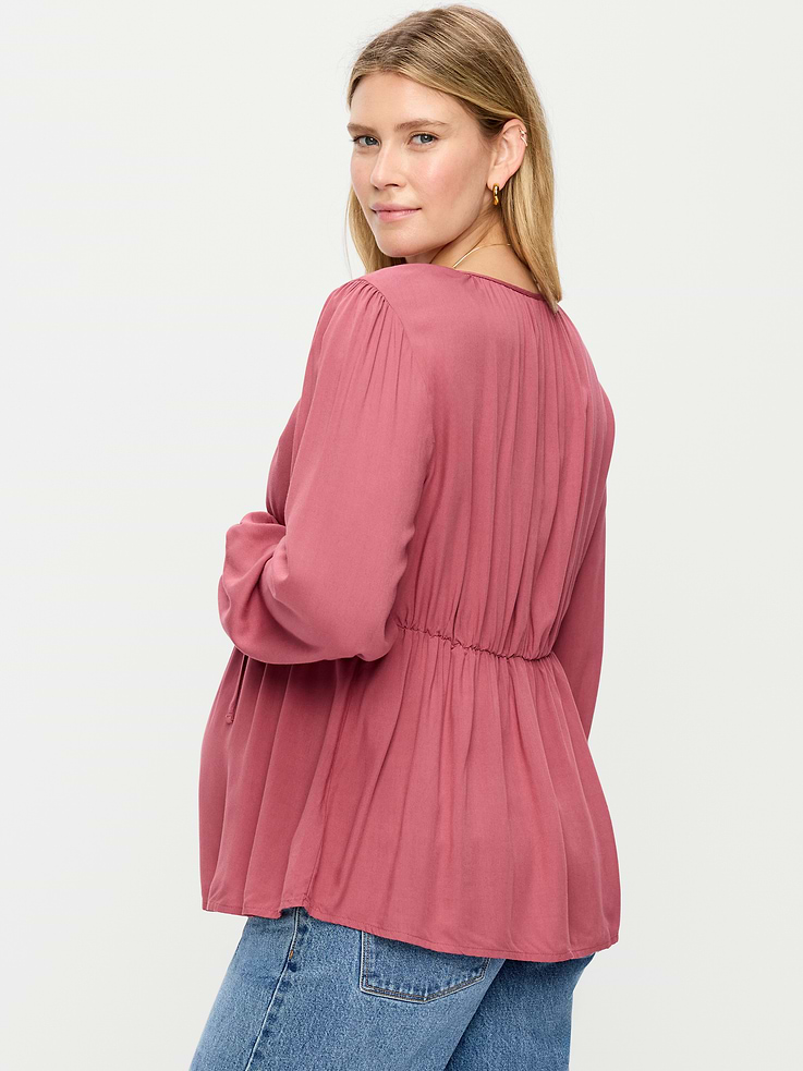 Image 2 of 4, Maternity Ruched Tie-Neck Swing Top