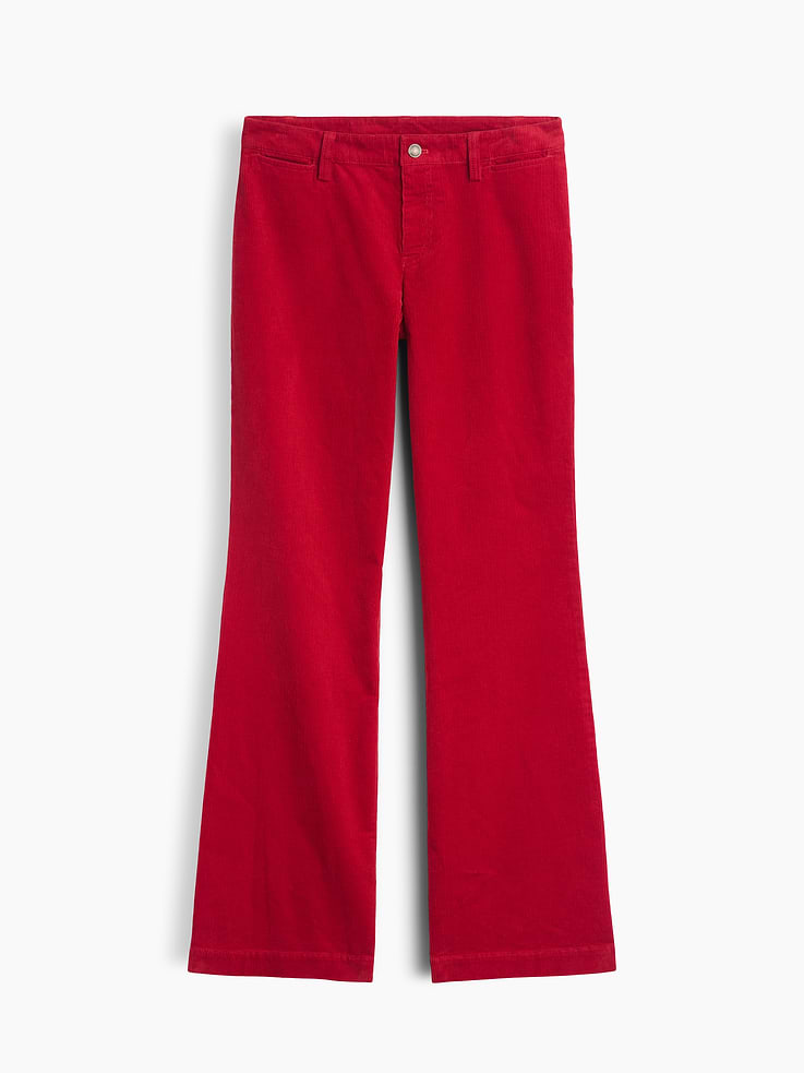Image 1 of 2, A subtle flair, relaxed for a softer shape., Soft cotton corduroy relaxed flare pants. In a mid rise., Button closure, zip fly., Front welt pockets, back patch pockets., Product #1182791