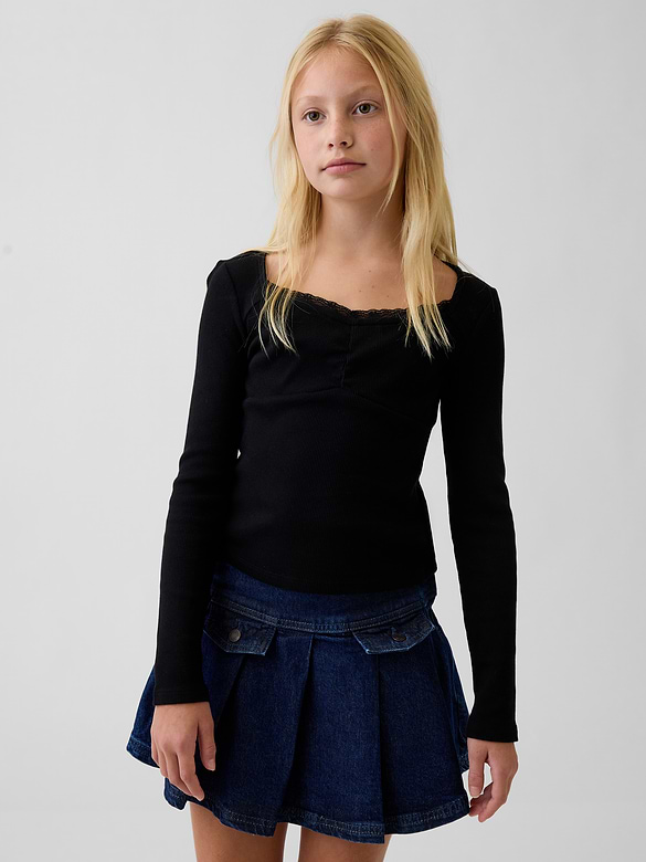Kids Lace-Trim Sweetheart Rib T-Shirt