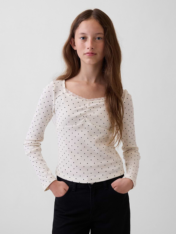 Kids Lace-Trim Sweetheart Rib T-Shirt