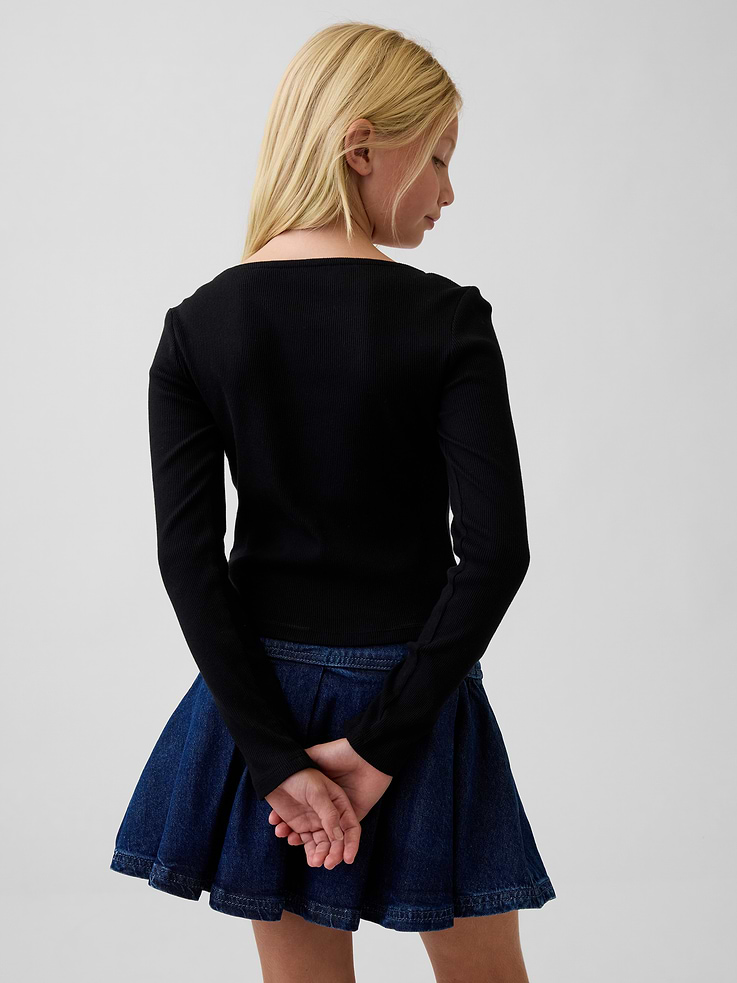 Image 3 of 5, Kids Lace-Trim Sweetheart Rib T-Shirt