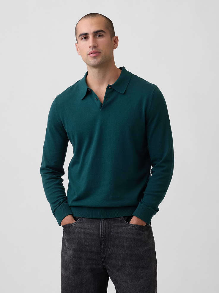 Image 1 of 5, Soft cotton knit., Long sleeves with ribbed cuffs., Spread collar, henley button front., Ribbed hem., Allover stripes., This product was made in a factory that invests in gender equity and women’s empowerment through RISE. Learn more at, Product #1178473