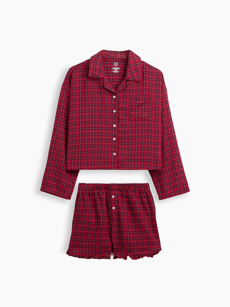Image 3 of 4, Kids Recycled Flannel PJ Short Set