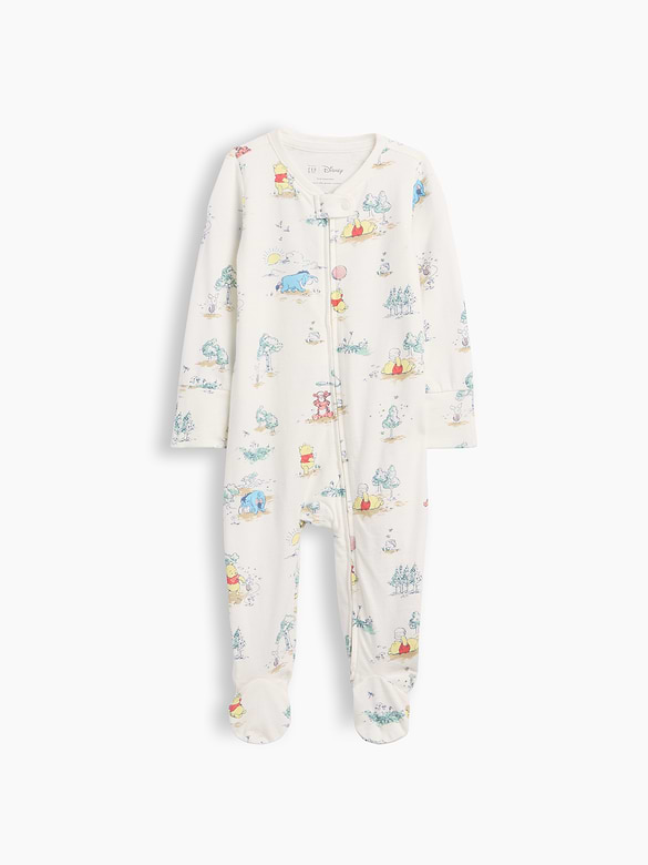 Baby Winnie The Pooh Organic Cotton Footed One-Piece