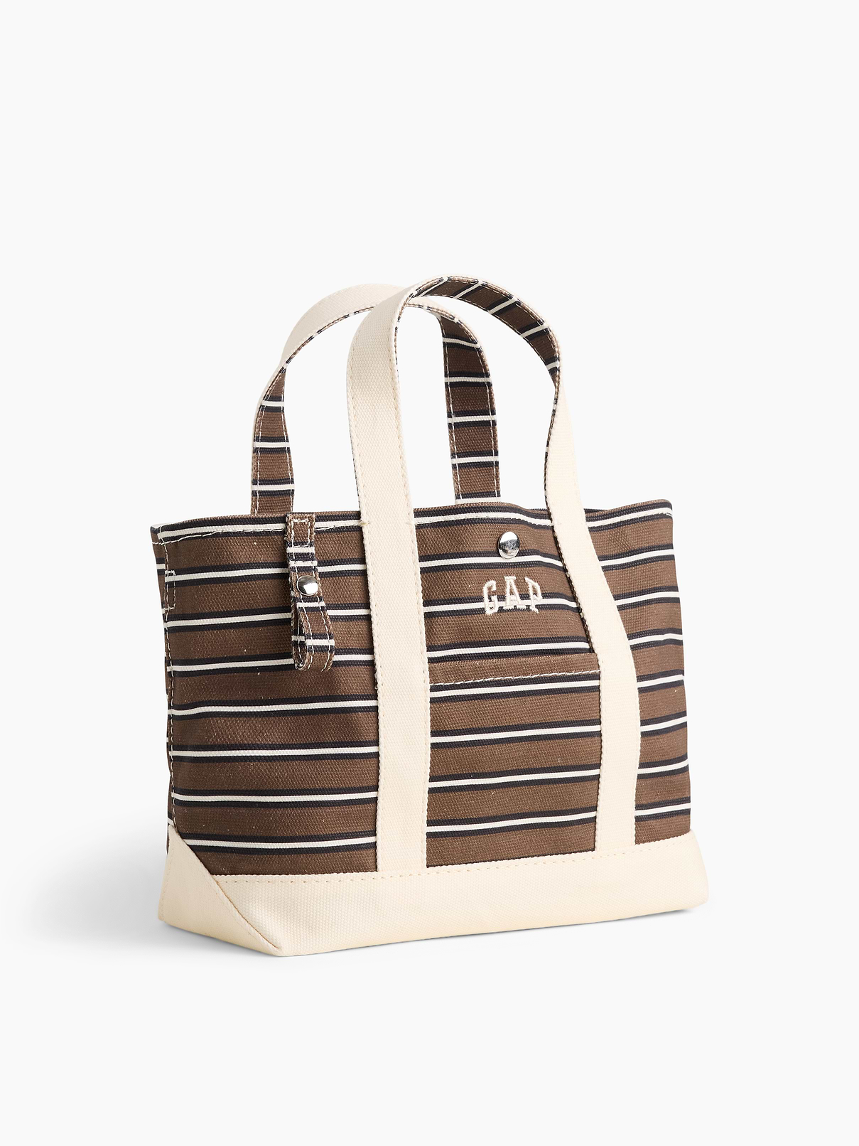 Image 1 of 3, Your new everyday mini, exclusively for Encore members. Made from smooth cotton canvas, this classic style is ready to tag along wherever you go., Smooth cotton canvas mini tote bag., Snap button closure, Handles at top, Removable shoulder strap, Gap logo at front, Outer patch pocket, Product #1193163