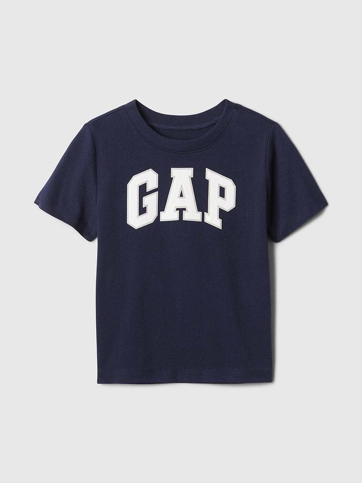 Image 1 of 3, Soft jersey knit., Short sleeves., Crewneck., Gap logo at front., This product was made in a factory that invests in gender equity and women’s empowerment through RISE. Learn more at, Product #607610