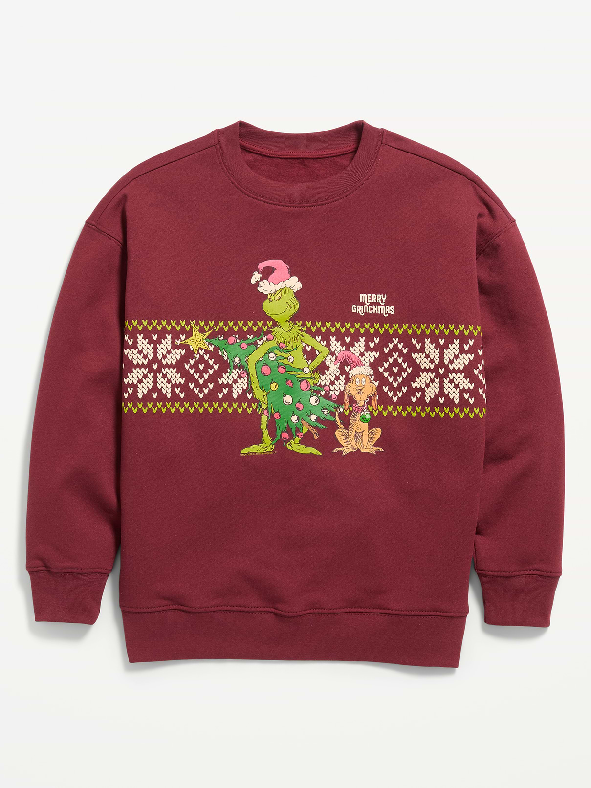 Image 2 of 3, Dr. Seuss™ Grinch Oversized Gender-Neutral Sweatshirt for Kids