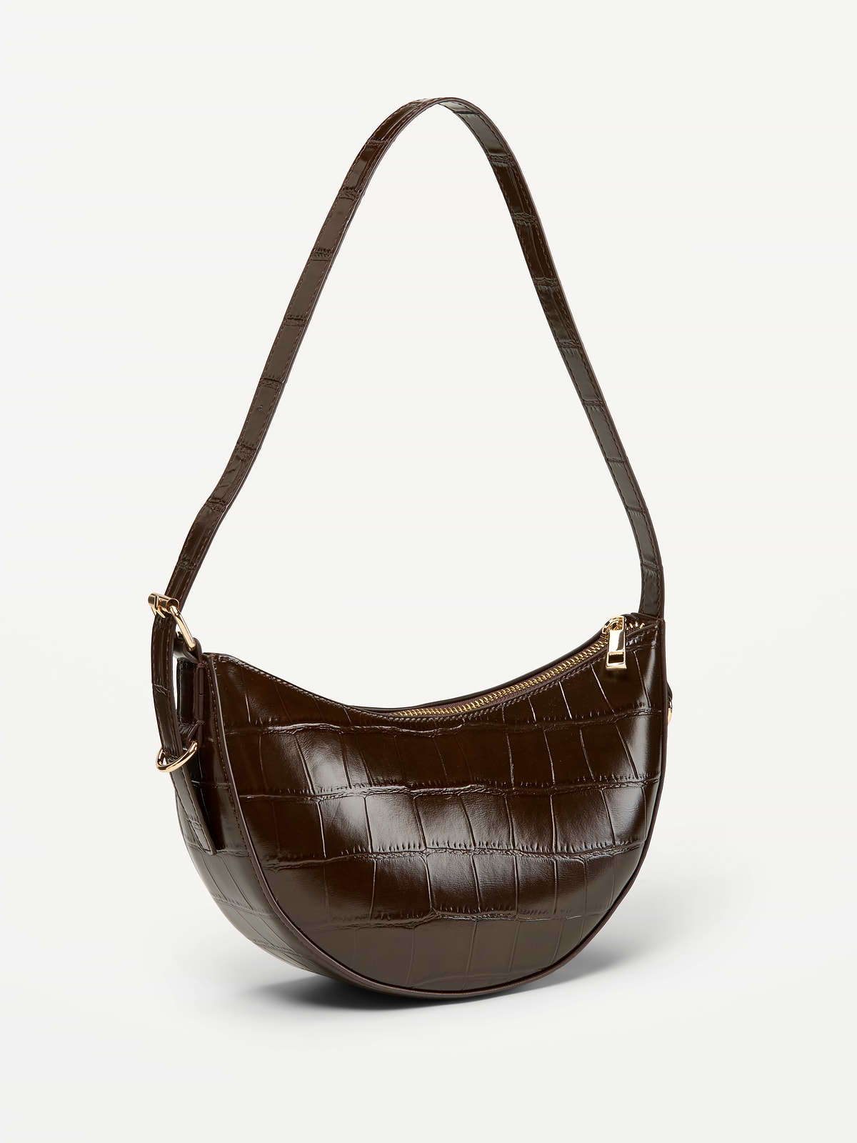 Mini Croc-Embossed Crescent Shoulder Bag