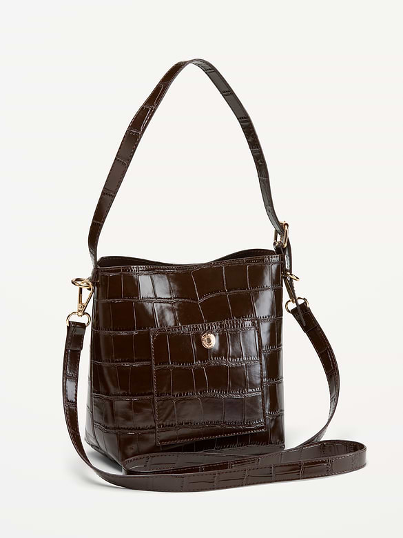 Small Preppy Embossed Bucket Bag